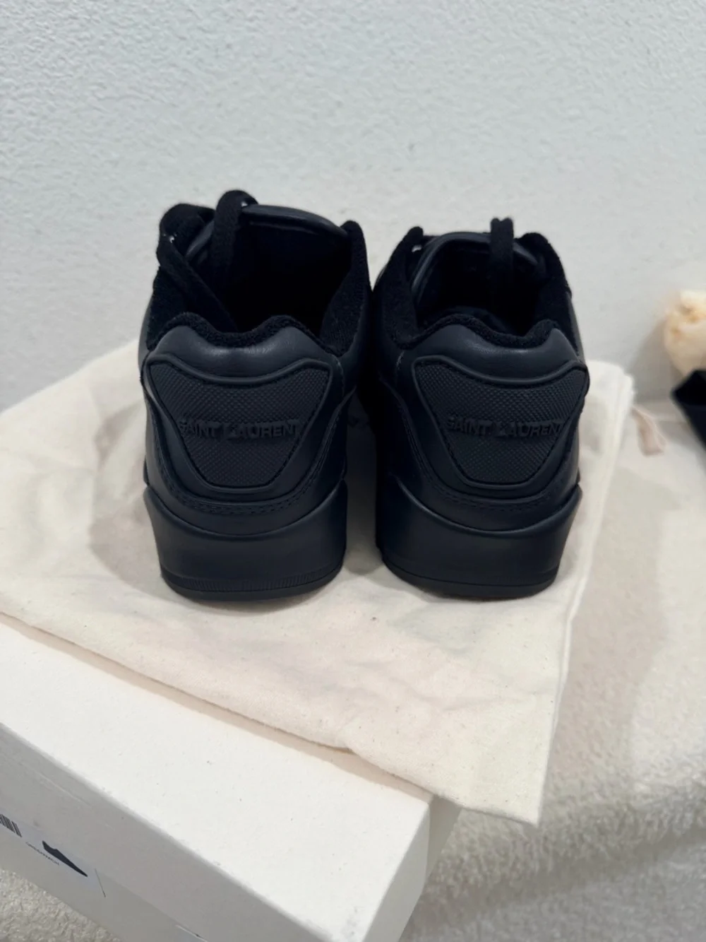 Saint Laurent All-Black Leather Sneakers - Picture 2 of 5